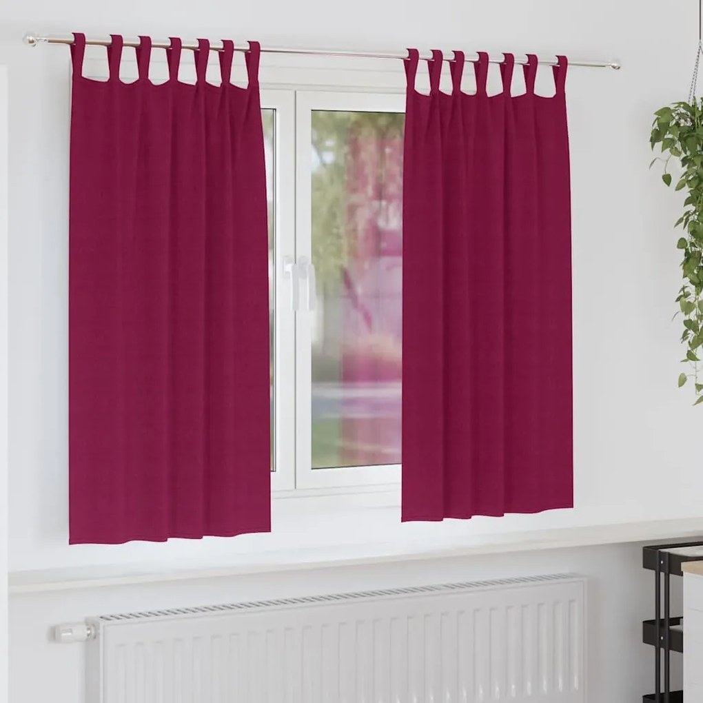 vidaXL Cortinas com cortinas 2 pcs vermelho tinto Poliéster