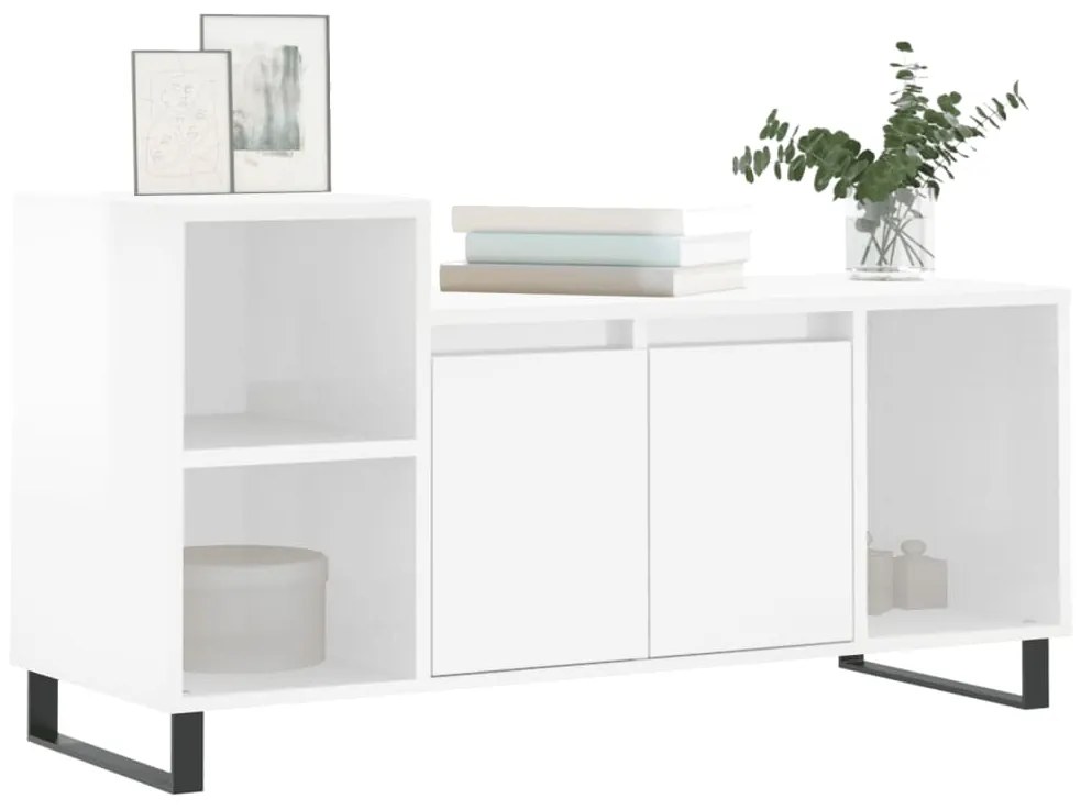 Móvel para TV 100x35x55 cm derivados madeira branco brilhante