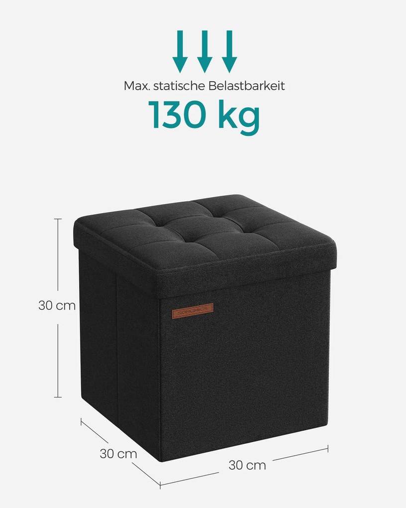 Banco com espaço de arrumação 30 x 30 x 30 cm Preto