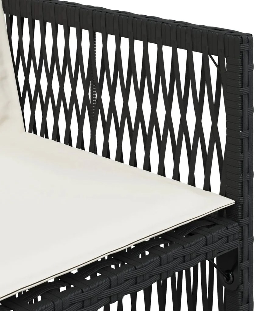 Cadeiras de jardim com almofadões 4 pcs vime PE preto