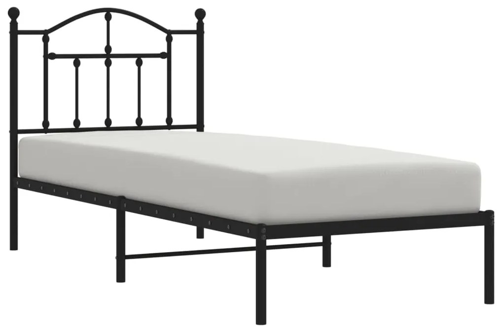 Estrutura de cama com cabeceira 90x190 cm metal preto