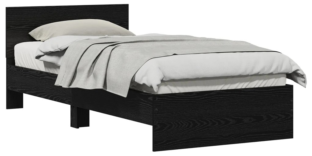 Estrutura de Cama Carvalho Preto 90x190 cm Madeira Engenharia
