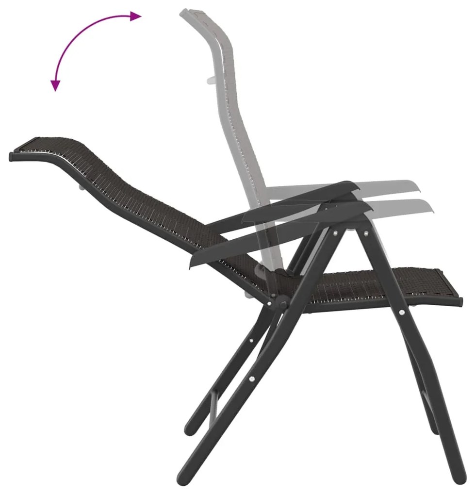 Cadeiras de jardim dobráveis 4 pcs vime PE cor preto café