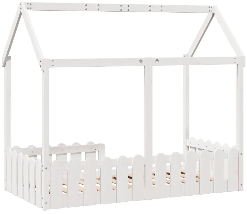 Cama infantil formato casa 80x160 cm pinho maciço branco