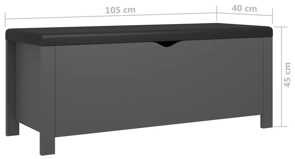 Caixa arrumação c/ almofadão contraplacado 105x40x45 cm cinza