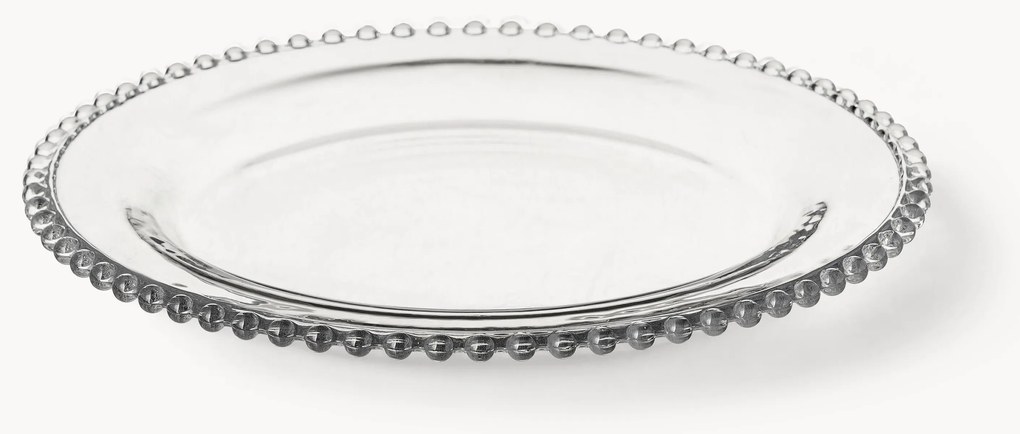 Pratos de jantar de vidro com decoração no rebordo Perles, conjunto de 3
