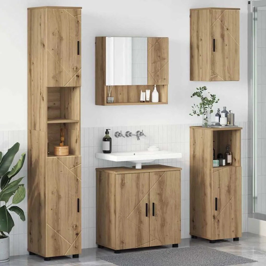 vidaXL Conjunto de Móveis para Banheiro 5 pcs carvalho artisiano