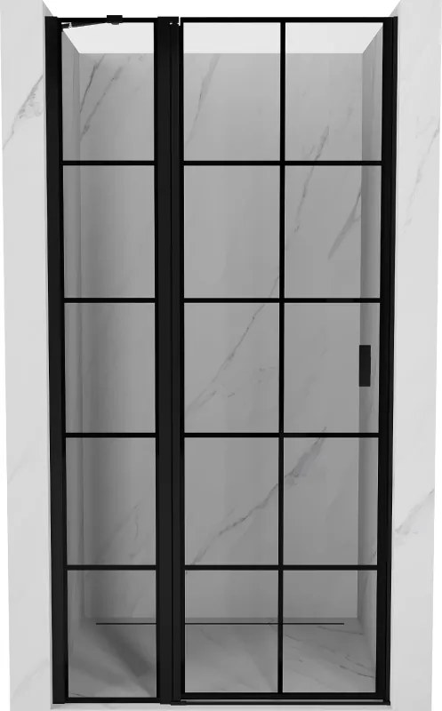 Mexen Mist porta de chuveiro de abrir esquerda 110 cm, grade preta, preto - 8A4-110-000-70-77-L