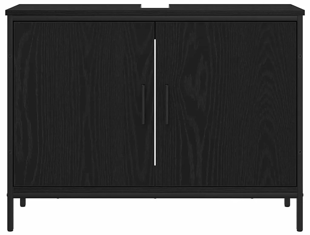 Armário de Pia de Banheiro vidaXL Carvalho Preto 80x30x60 cm Madeira E