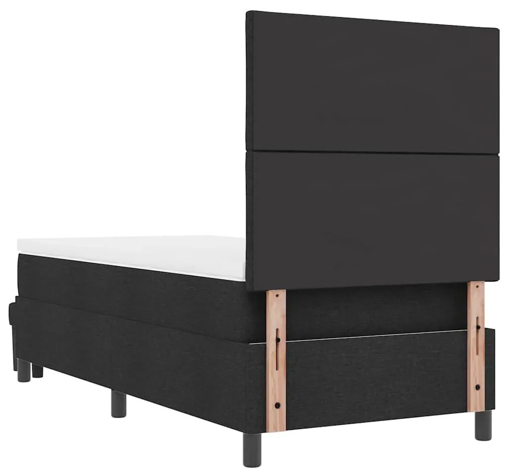 Cama Box Spring com Colchão e Banco Preto 90x190 cm Tecido