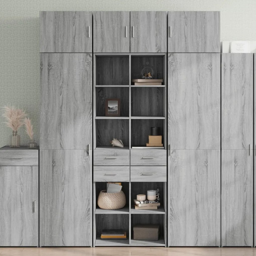 vidaXL Armário alto 70x42,5x185 cm derivados madeira cinzento sonoma