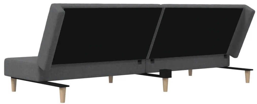 Sofá-cama de 2 lugares tecido cinzento-claro