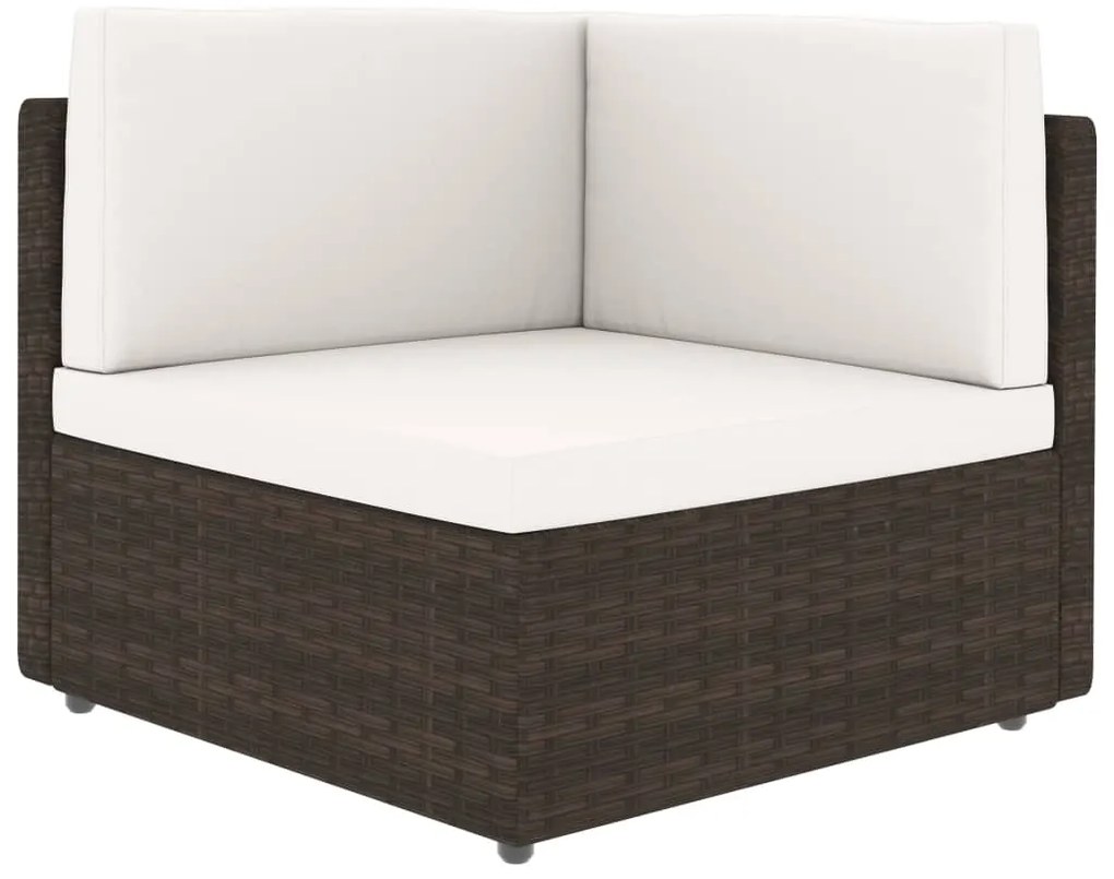 12 pcs conjunto lounge p/ jardim c/ almofadões vime PE castanho