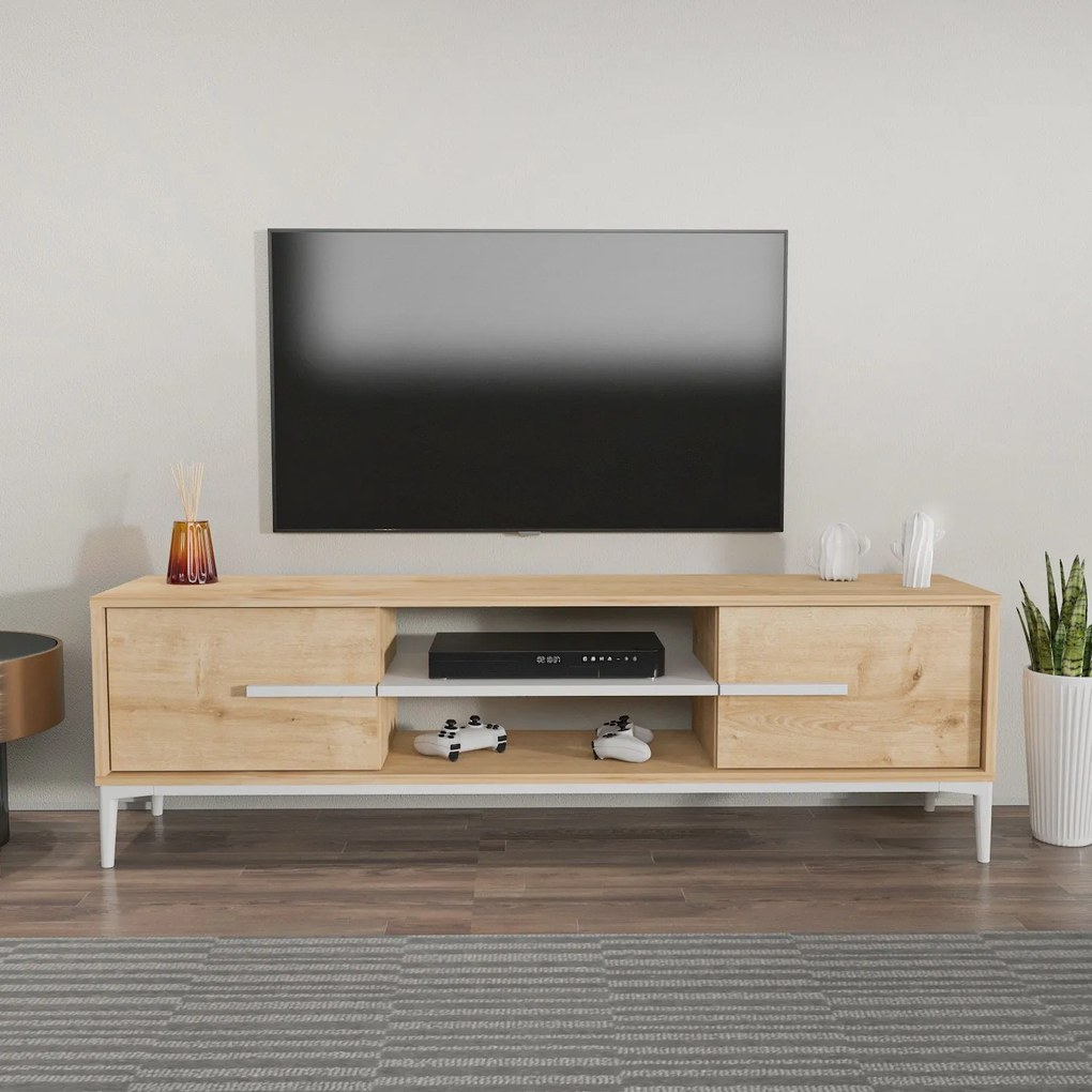 Móvel TV Eslem – Carvalho/Branco – 120x43,6x29,6 cm