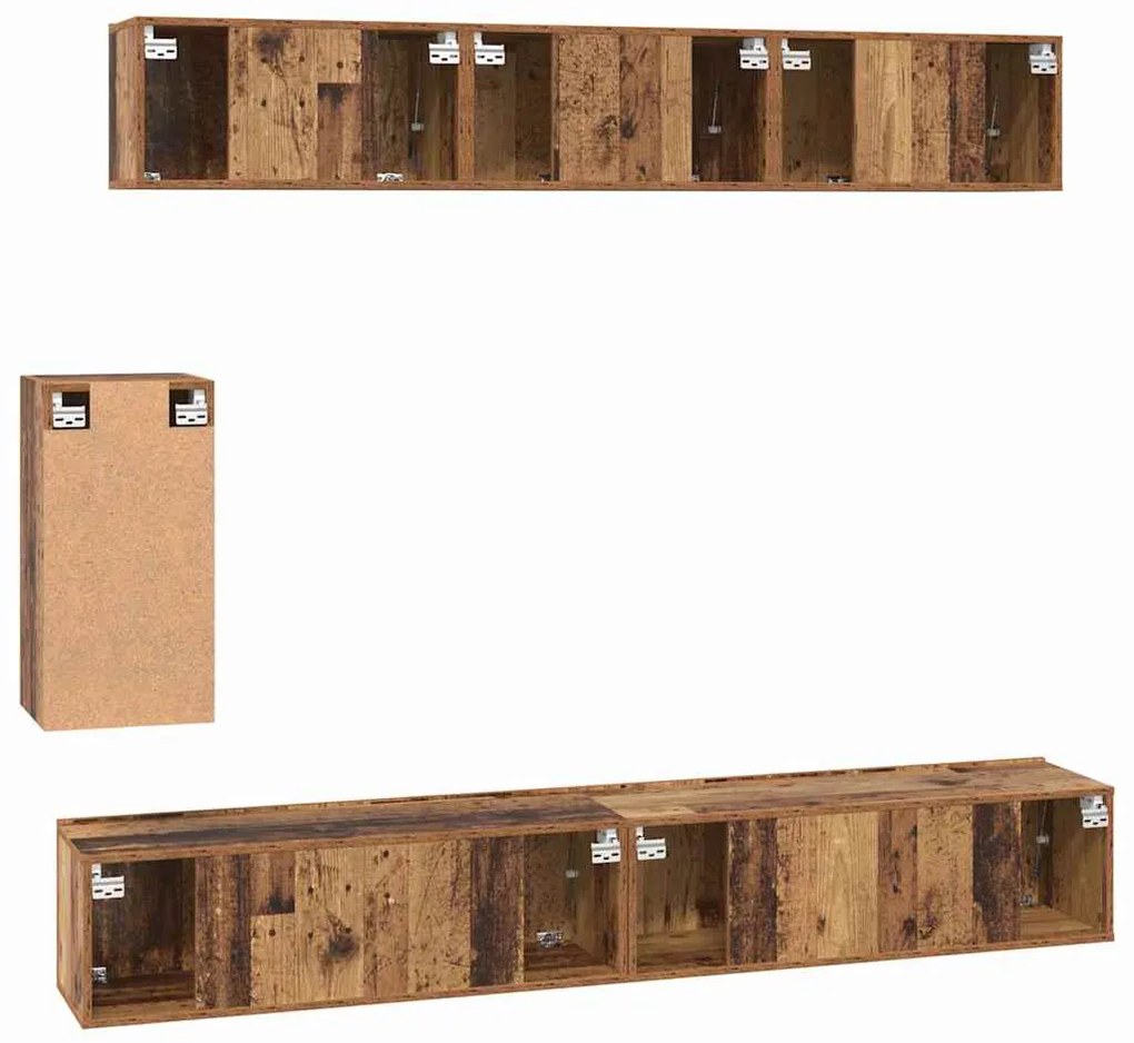 Conjunto de móvel de TV 6 pcs Madeira antiga Standard Médio