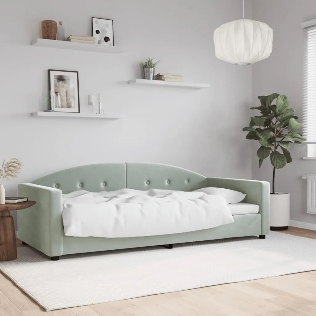 vidaXL Sofá-cama 90x190 cm veludo cinzento-claro