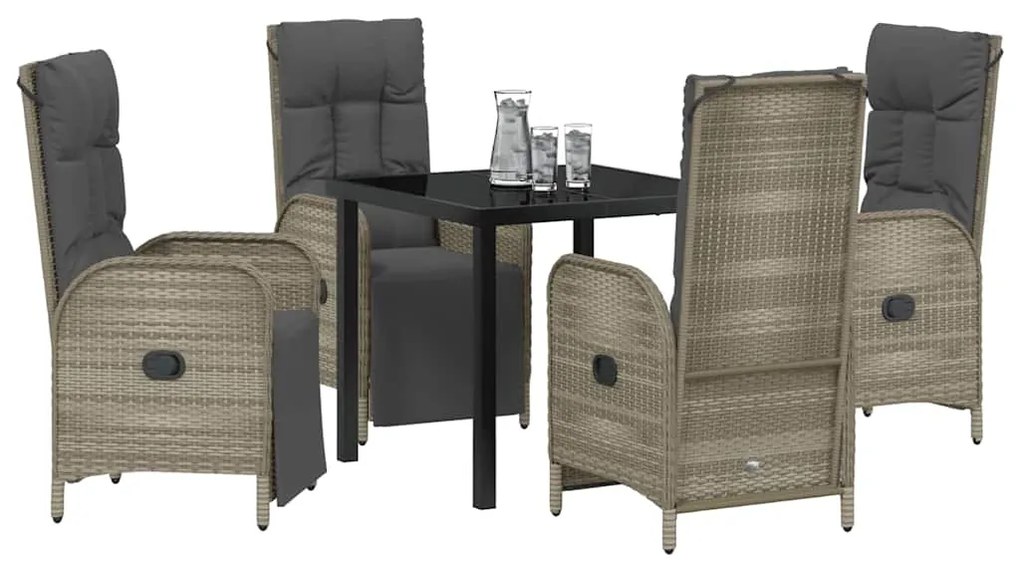 Conjunto de Jantar Jardim com 5 Peças e Almofadas em Rattan Sintético