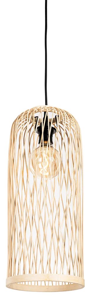 Candeeiro de suspensão exterior inteligente em vime 3 luzes com LED - Calamus Rústico