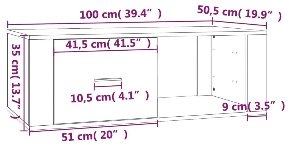 Mesa de centro 100x50,5x35 cm derivados de madeira branco