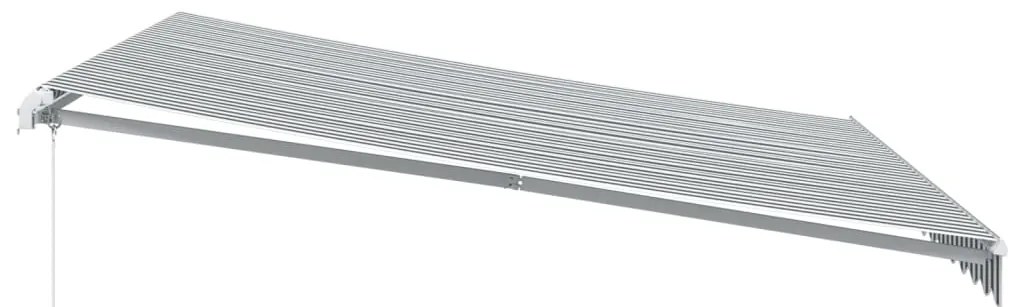 Toldo retrátil manual com LED 400x350 cm antracite/branco