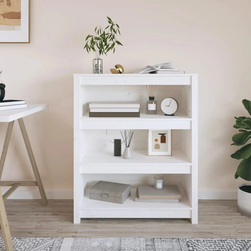 vidaXL Estante 80x35x97 cm madeira de pinho maciça branco