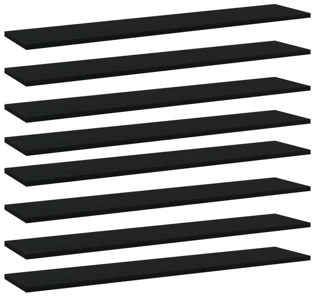 vidaXL Prateleiras estante 8 pcs 100x20x1,5cm contraplacado preto