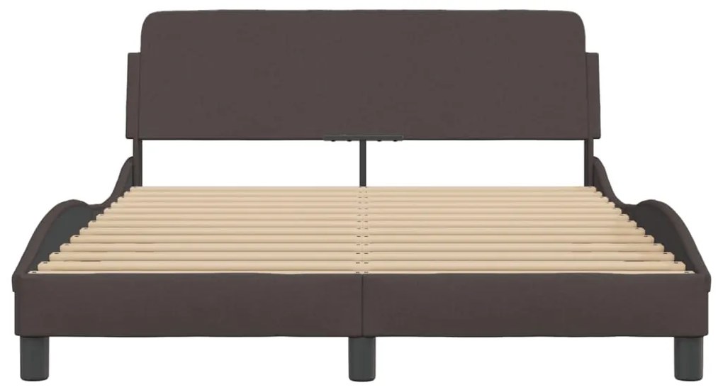 Estrutura de cama sem colchão 120x200 cm tecido castanho-escuro