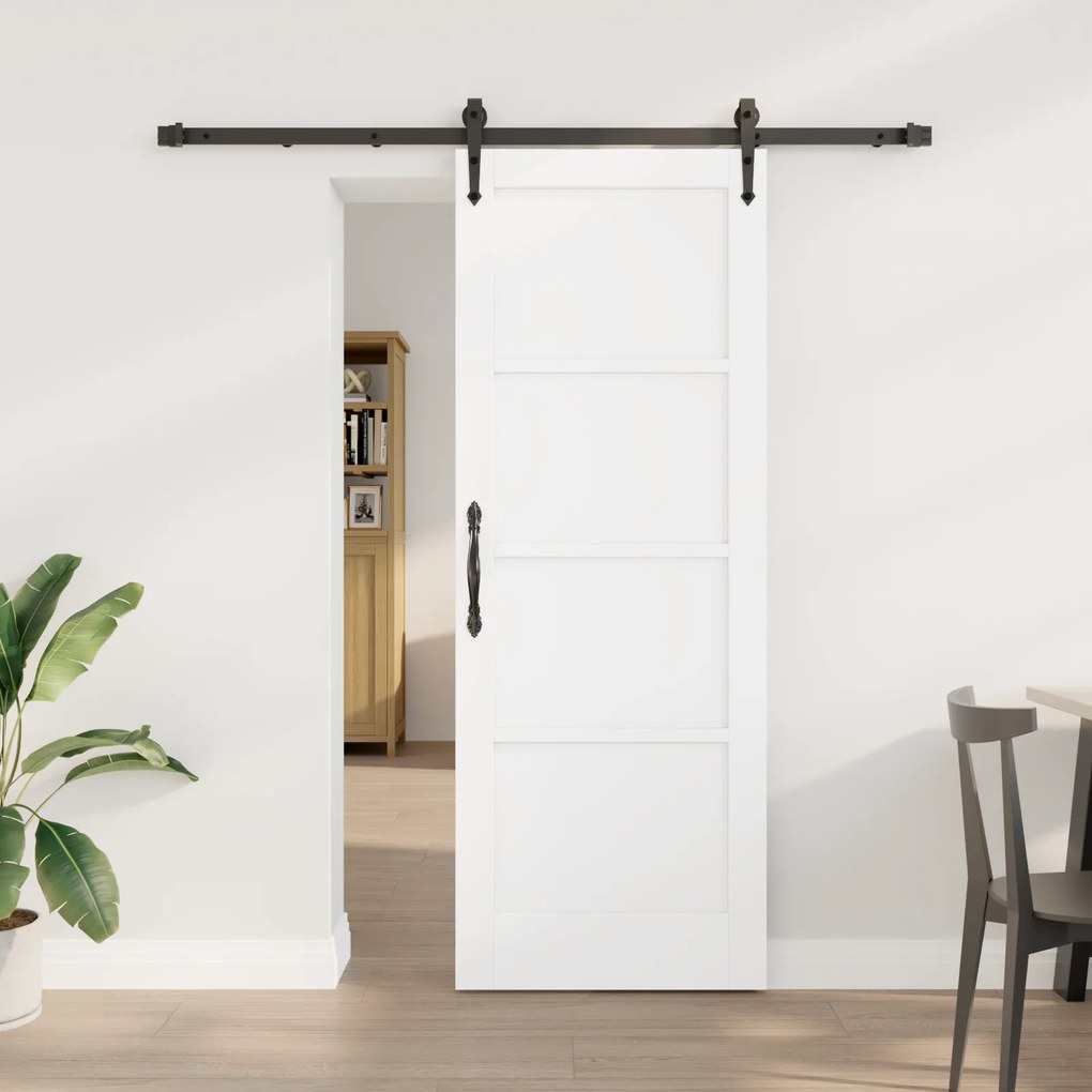 Porta Deslizante vidaXL com Conjunto de Hardware Branco 73.5x198.5 cm Madeira Sólida de Pinheiro