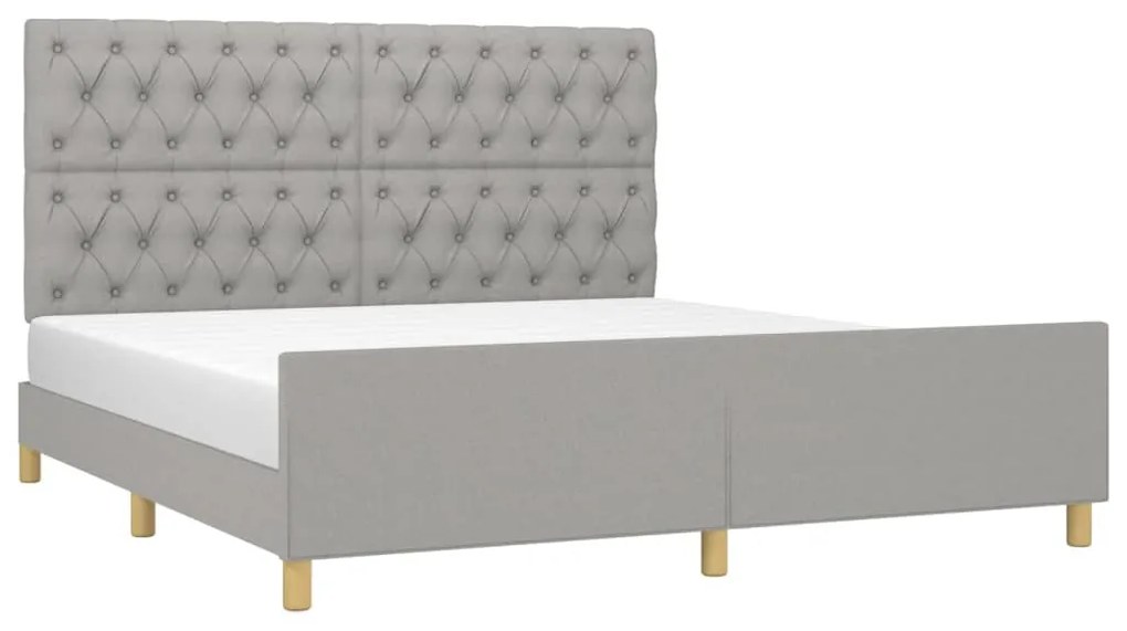 Estrutura de cama sem colchão 160x200 cm tecido cinzento-claro