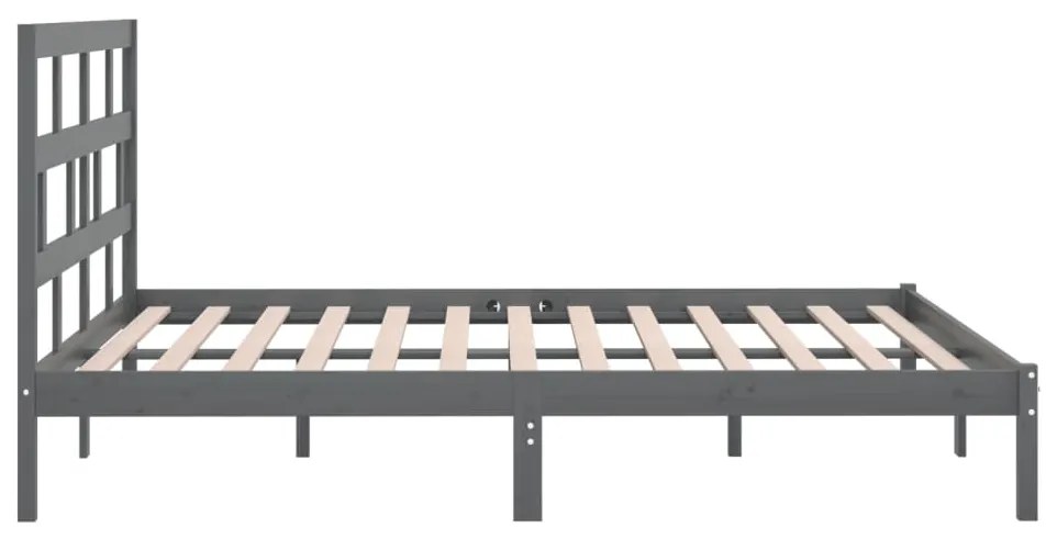 Estrutura de cama 200x200 cm pinho maciço cinzento
