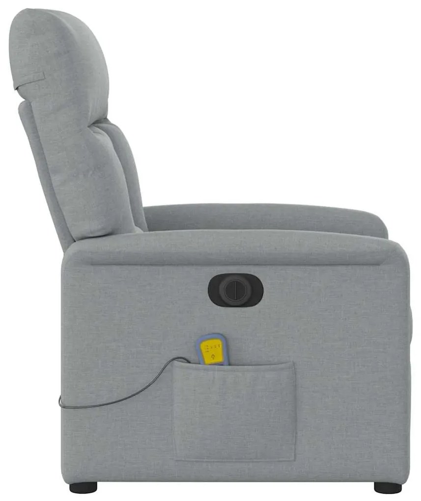 Poltrona de massagens reclinável elétrica tecido cinzento-claro