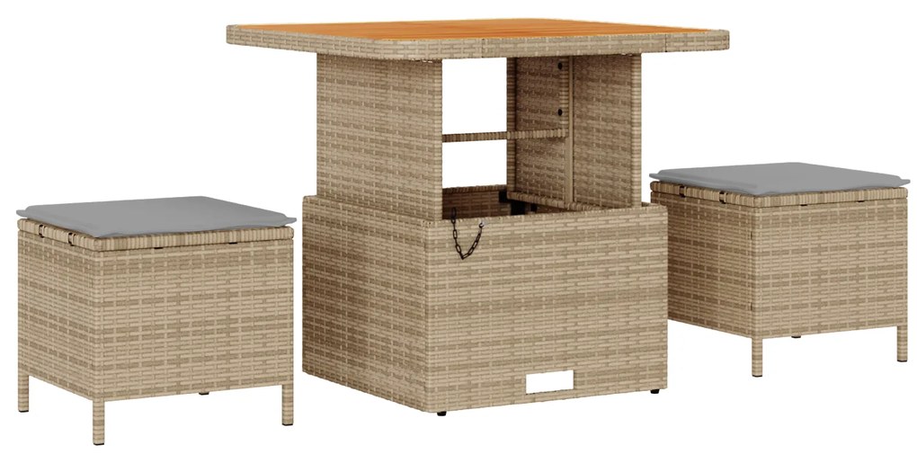 Conjunto de Sofás de Jardim vidaXL com Almofadas Bege Rattan de Políme