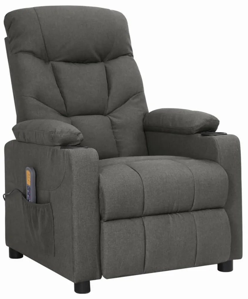 Poltrona de massagens elevatória tecido cinzento-escuro