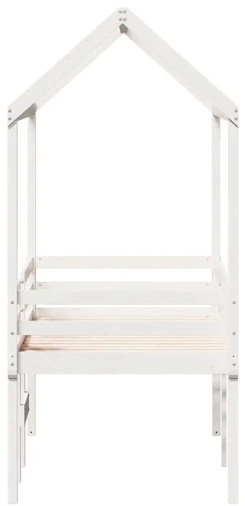 Cama alta com telhado 80x200 cm pinho maciço branco