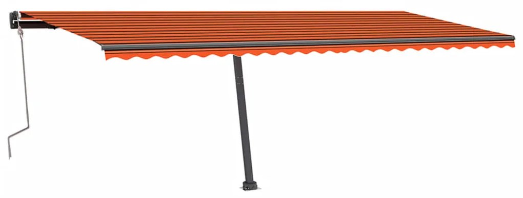 Toldo retrátil manual independente 600x350cm laranja e castanho