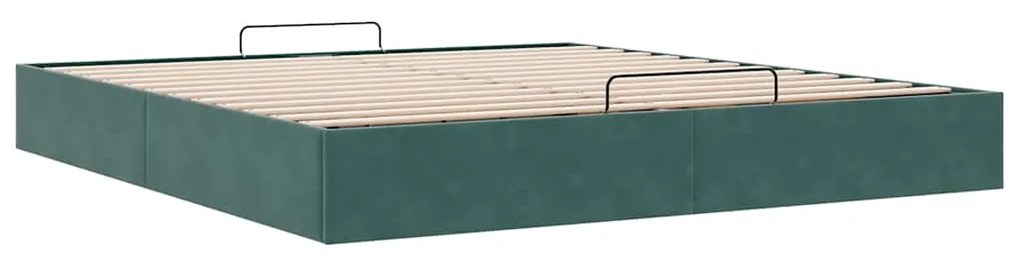 Estrutura de cama otomana sem colchão 160x200 cm verde escuro