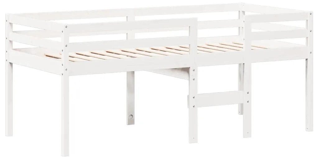 Cama alta com telhado 80x200 cm pinho maciço branco