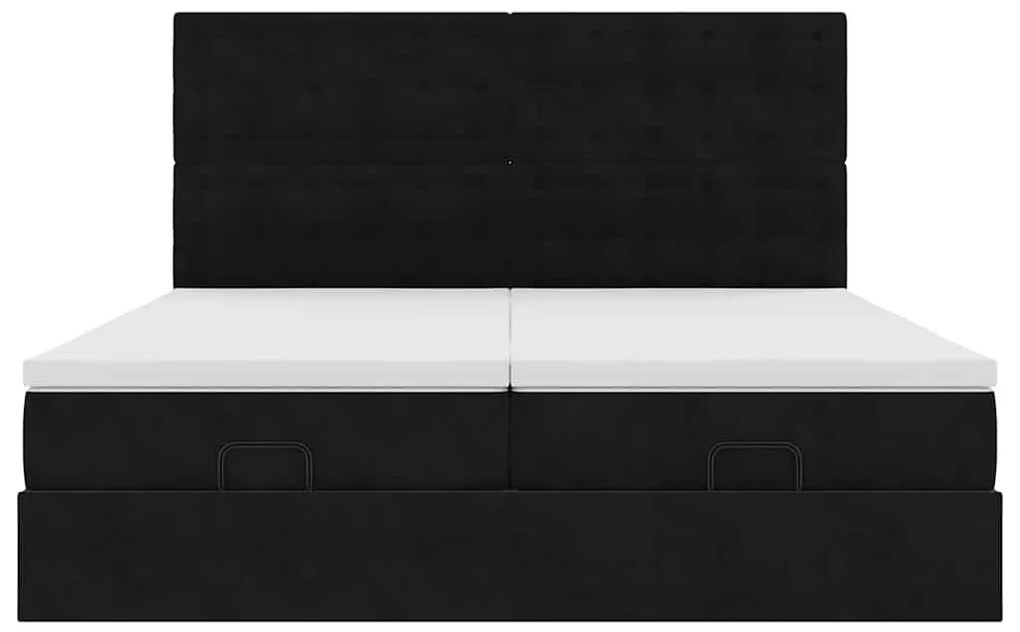 Estrutura de cama otomana com colchões 160x200 cm veludo preto