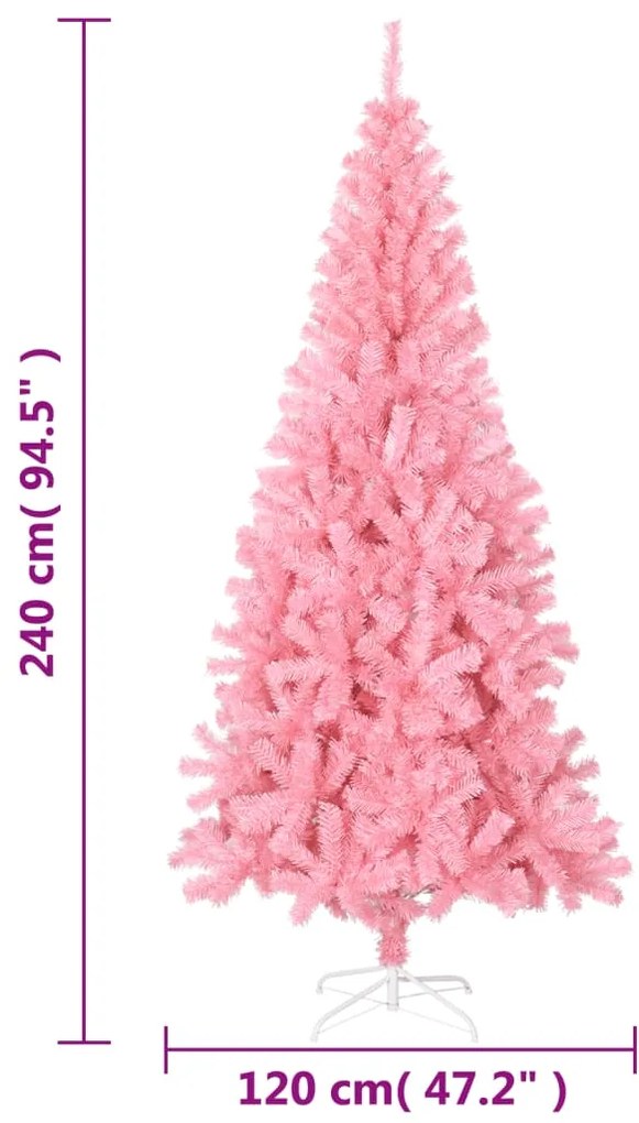 Árvore de Natal artificial com suporte 240 cm PVC rosa
