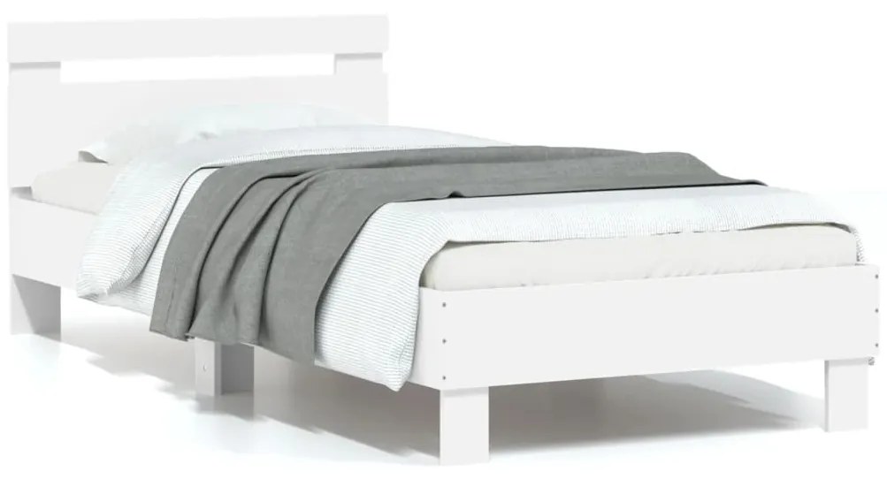 vidaXL Estrutura de cama c/ cabeceira 90x190 cm deriv. madeira branco