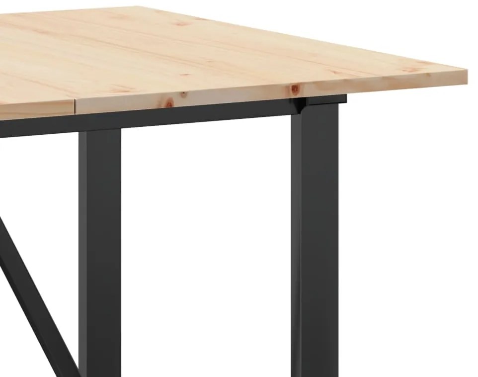 Mesa de jantar estrutura em O 160x80x75cm pinho e aço