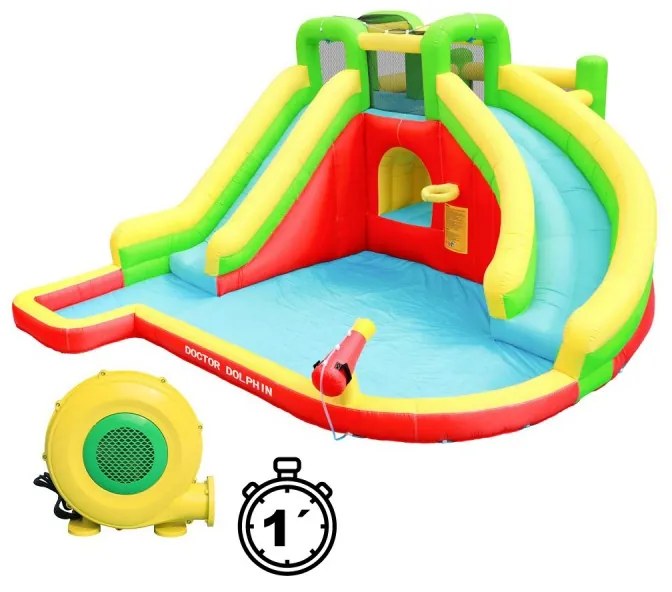 Castelo insuflável para crianças Water Jump Multicolorido (inclui ventilador)