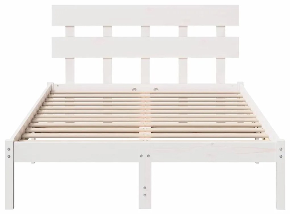 Estrado de Cama com Cabeceira Branco 120x190 cm Madeira Maciça de Pinh