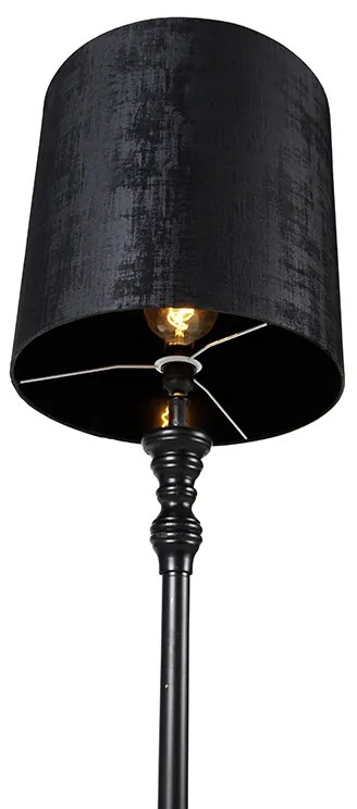 Candeeiro de pé clássico preto com cúpula preta 40 cm - Classico Clássico / Antigo