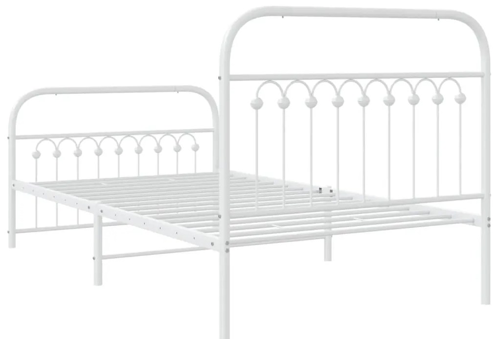Estrutura de cama com cabeceira e pés 100x190 cm metal branco