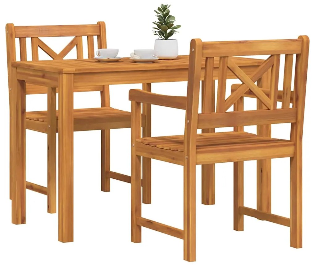 Conjunto de Jantar de Jardim 3 pcs Madeira clara Padrão