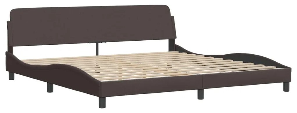 Estrutura de cama sem colchão 200x200 cm tecido castanho-escuro