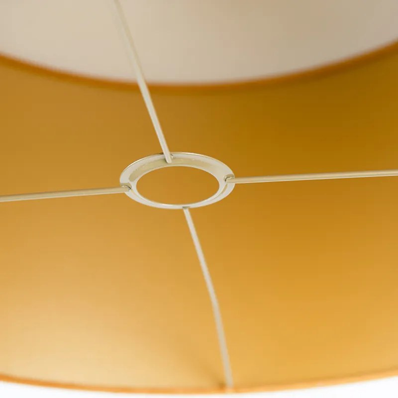 Abajur de veludo amarelo 50/50/25 com interior dourado