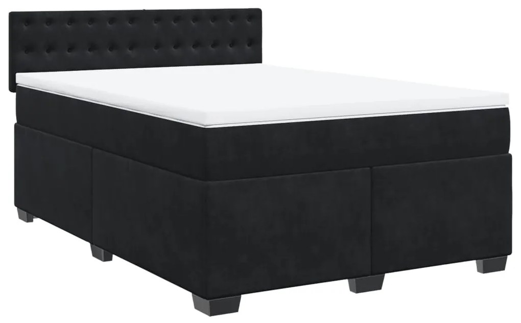 Cama com molas/colchão 160x200 cm veludo preto