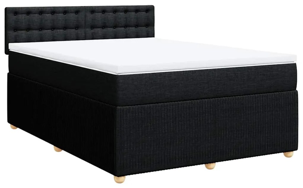 Cama com molas/colchão 160x200 cm tecido preto